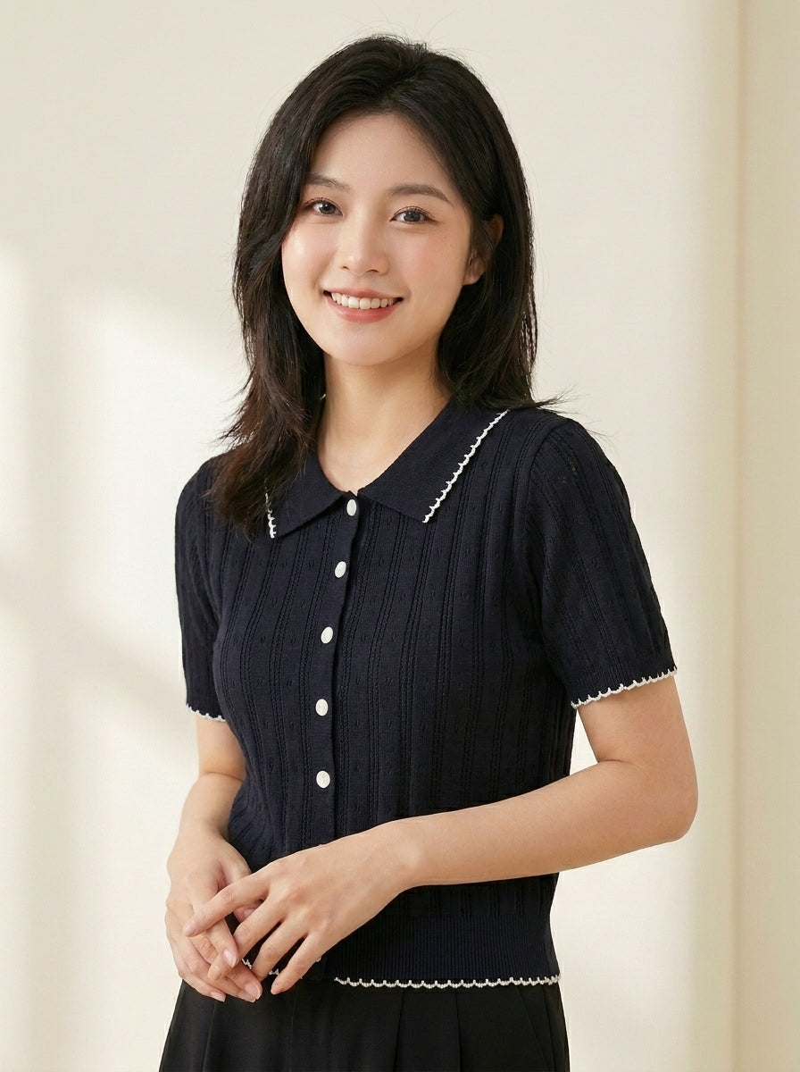 Áo Len Tay Ngắn Cổ Polo AL3345