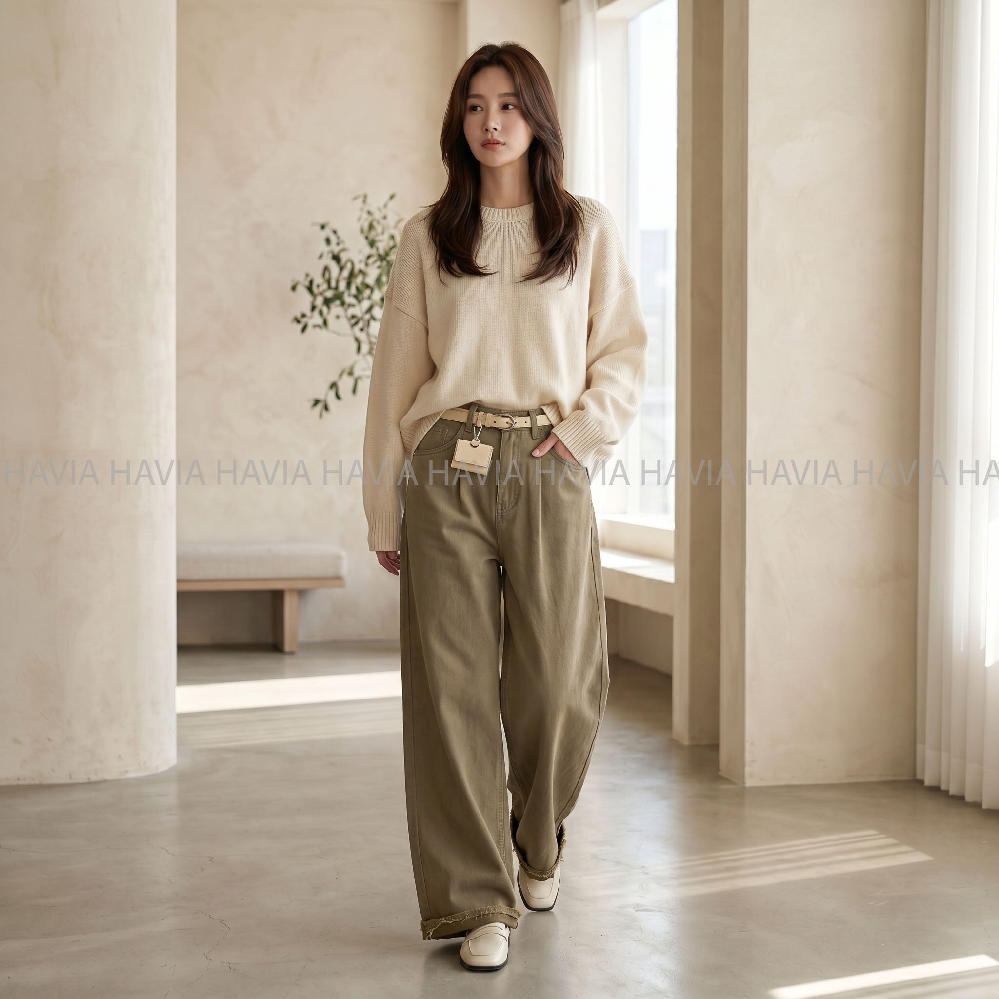 Quần Jean Suông Lai Săn + Bell QJ802