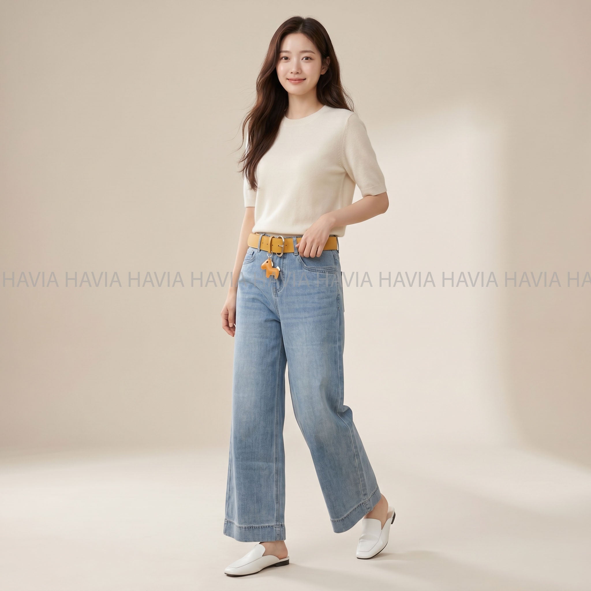 Quần Jean Suông + Bell Tag Ngựa QJ2567