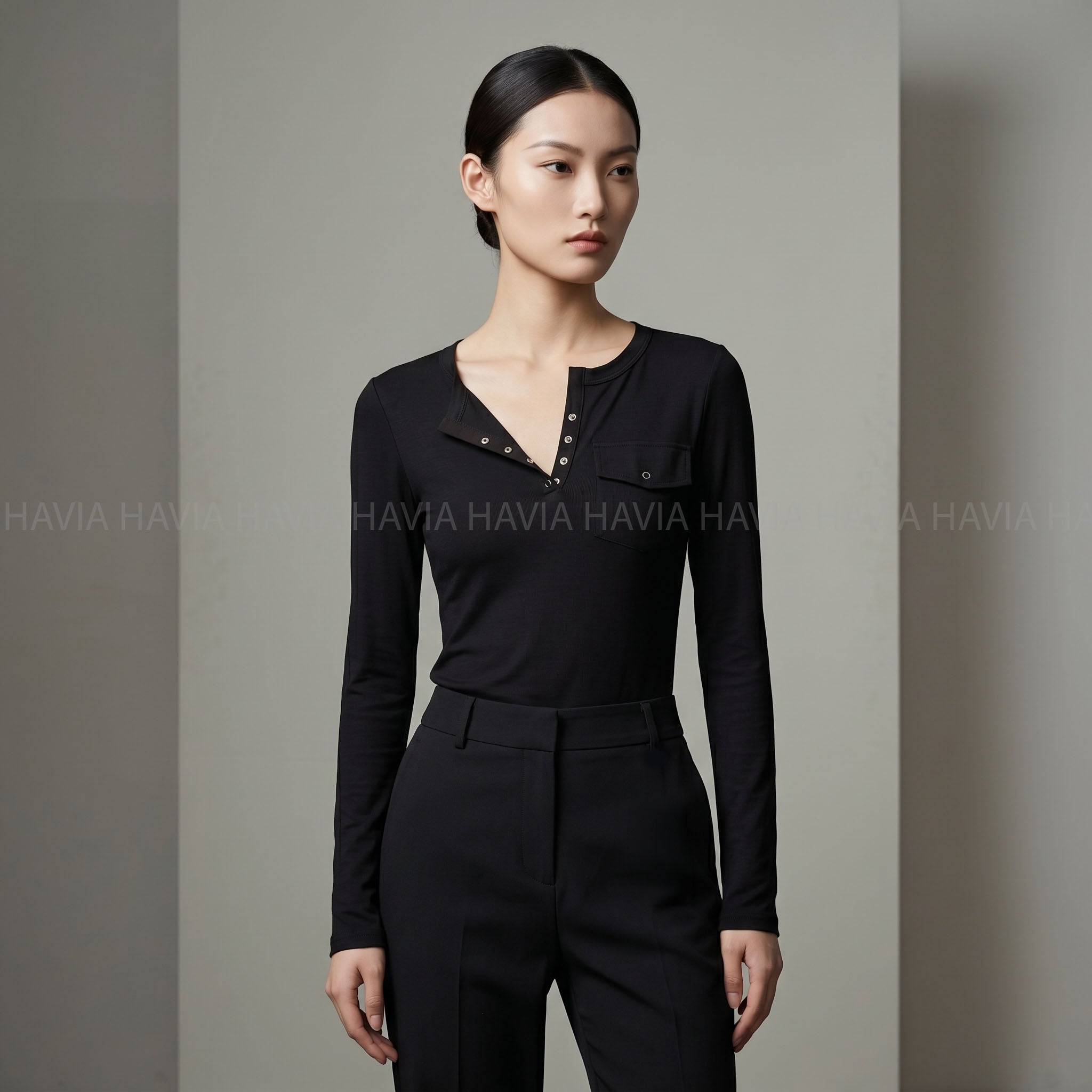 Áo Thun Body Tay Dài Gài Nút AT250010