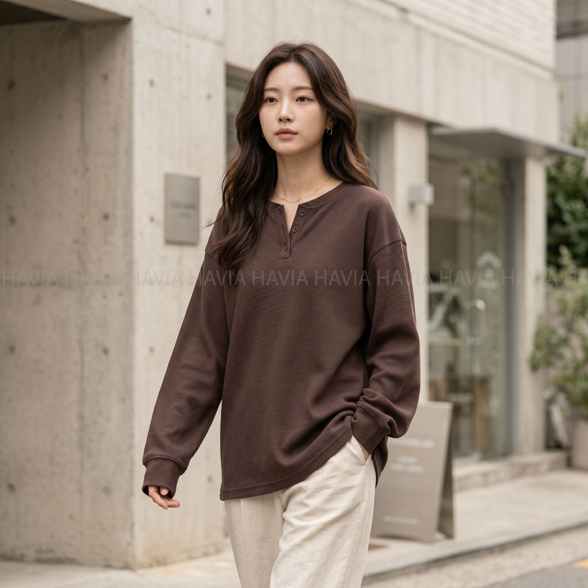 Áo Thun Trơn Tay Dài Oversize Unisex AT7613