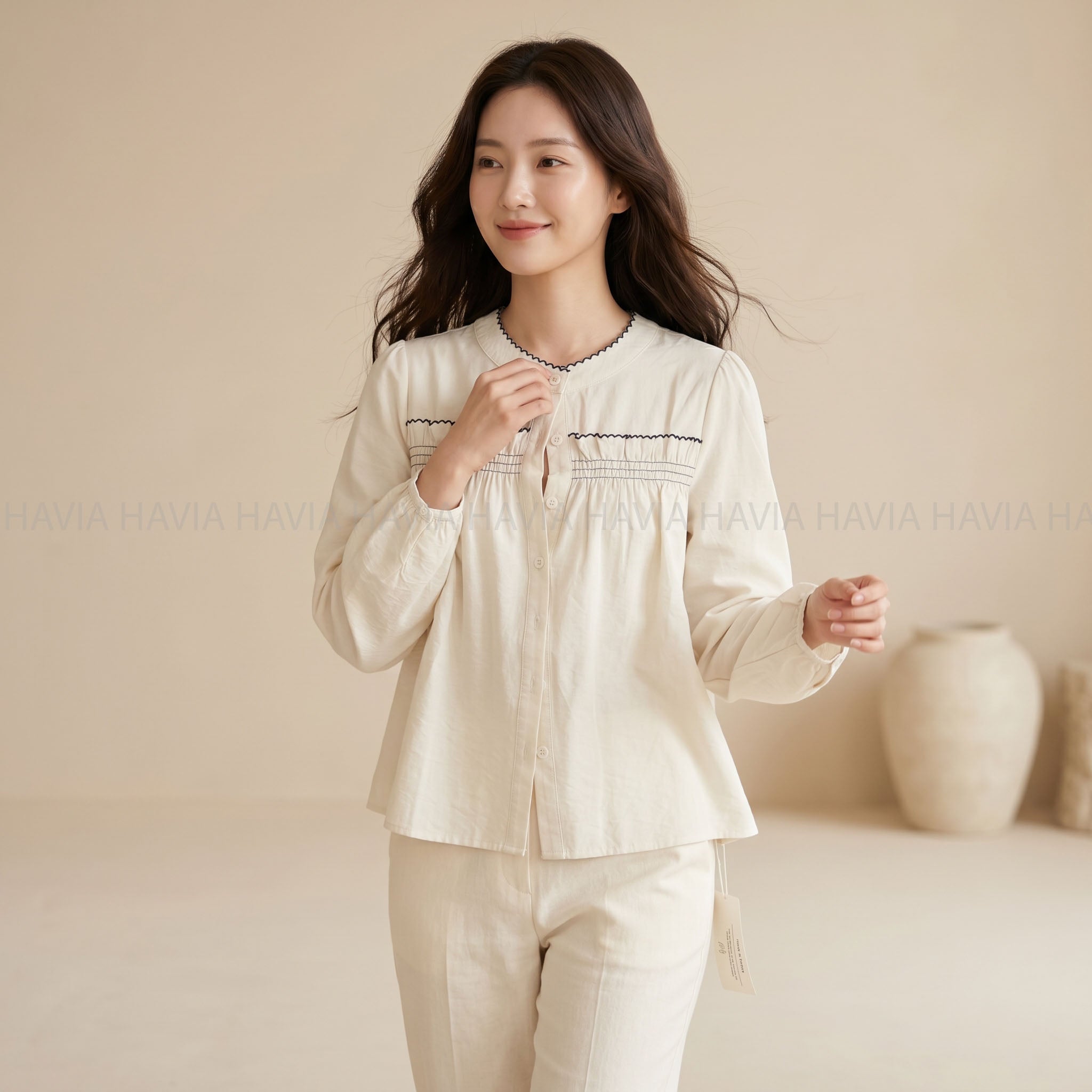 Áo Sơ Mi Tay Dài Cổ Bèo AS2507