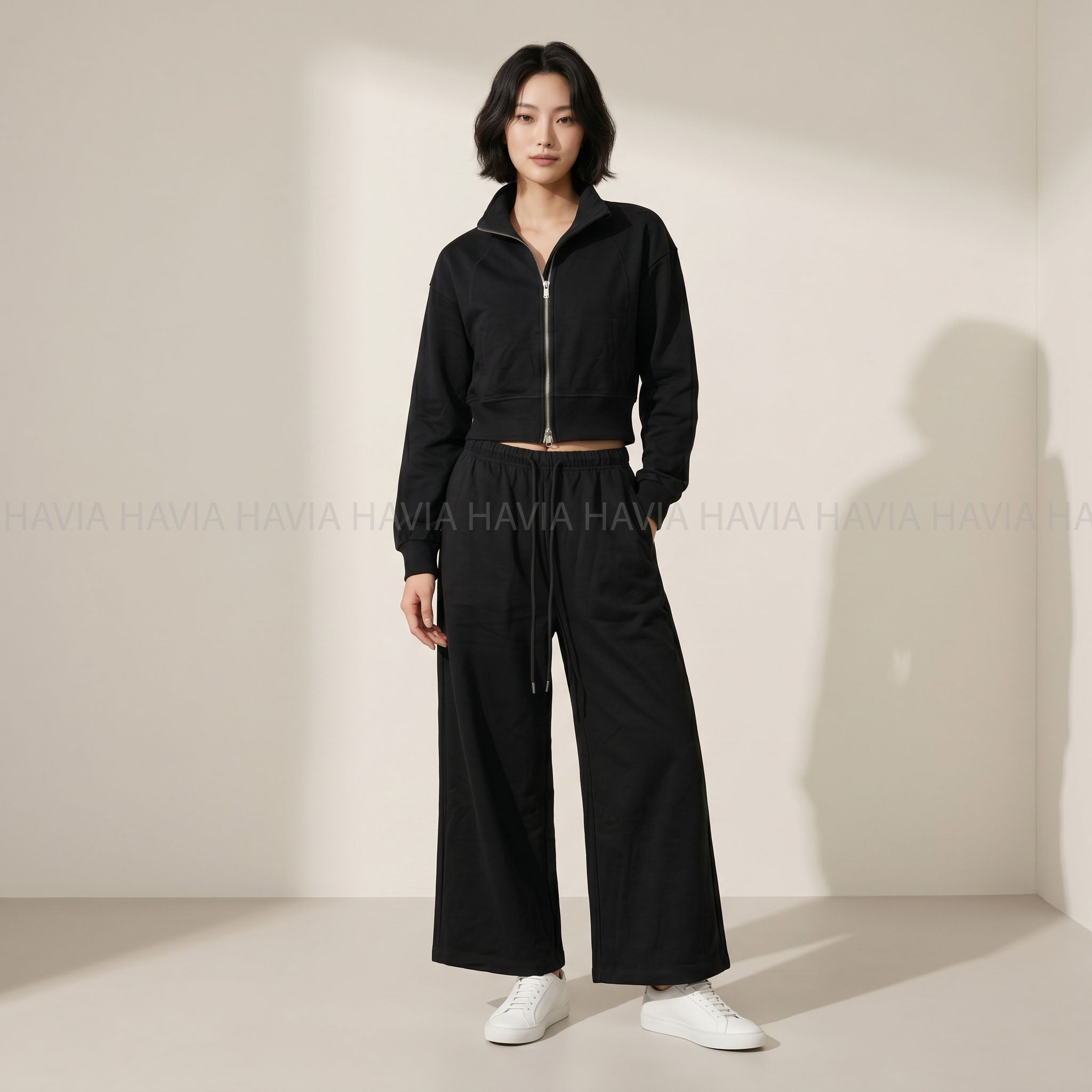 Set Áo Khoác + Quần Suông Lưng Thun Vãi Dạ