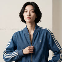 Áo Khoác Jean Blue Cổ Thun Logo Ngựa AK28475