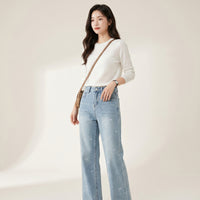 Quần Jean Lụa Thêu Nơ QJ4504 / 102cm