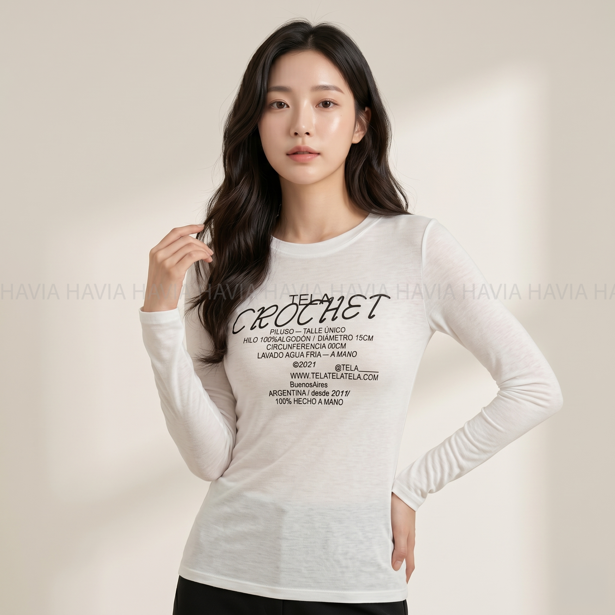 Áo Thun Tay Dài Crochet