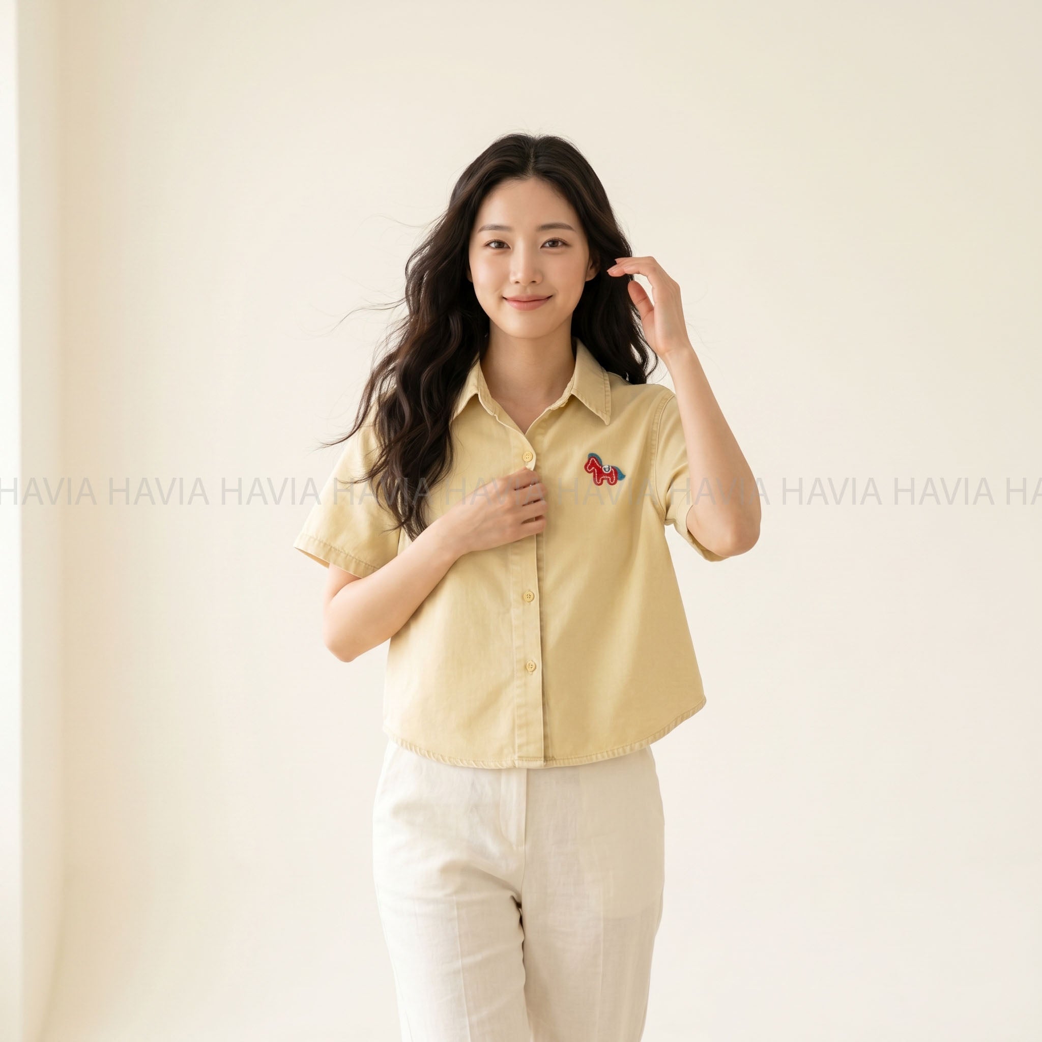 Sơ Mi Tay Ngắn Ngựa Thêu AS2228