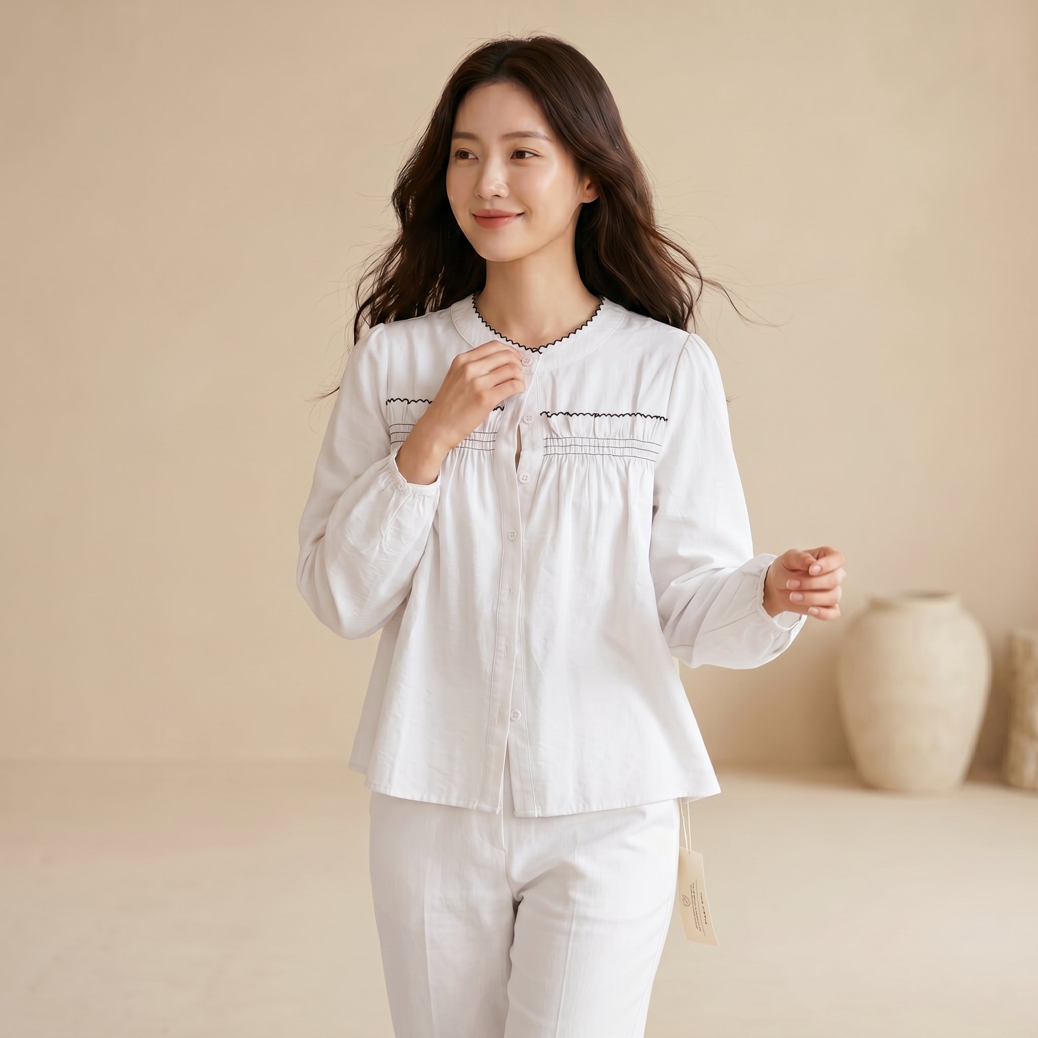 Áo Sơ Mi Tay Dài Cổ Bèo AS2507