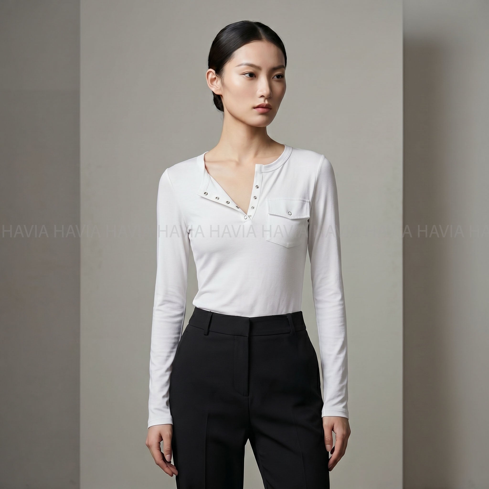 Áo Thun Body Tay Dài Gài Nút AT250010
