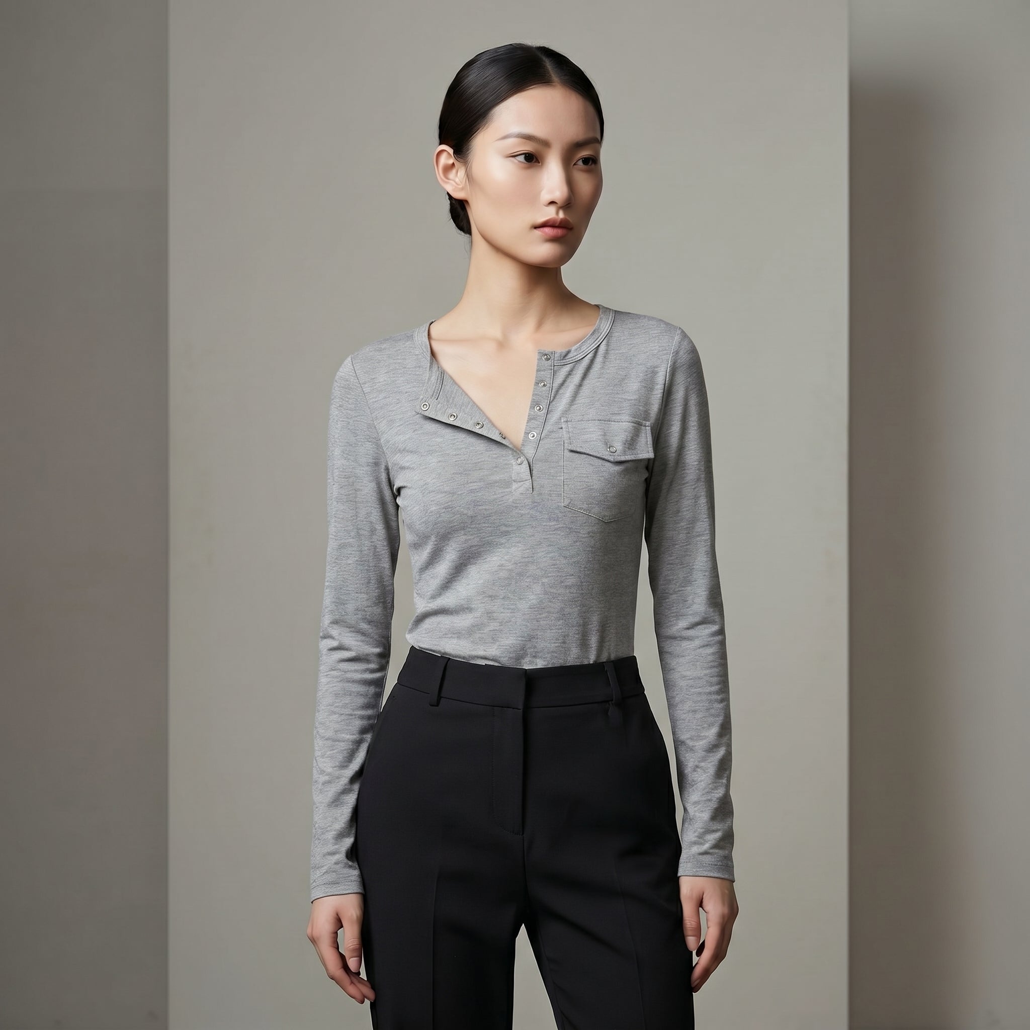 Áo Thun Body Tay Dài Gài Nút AT250010