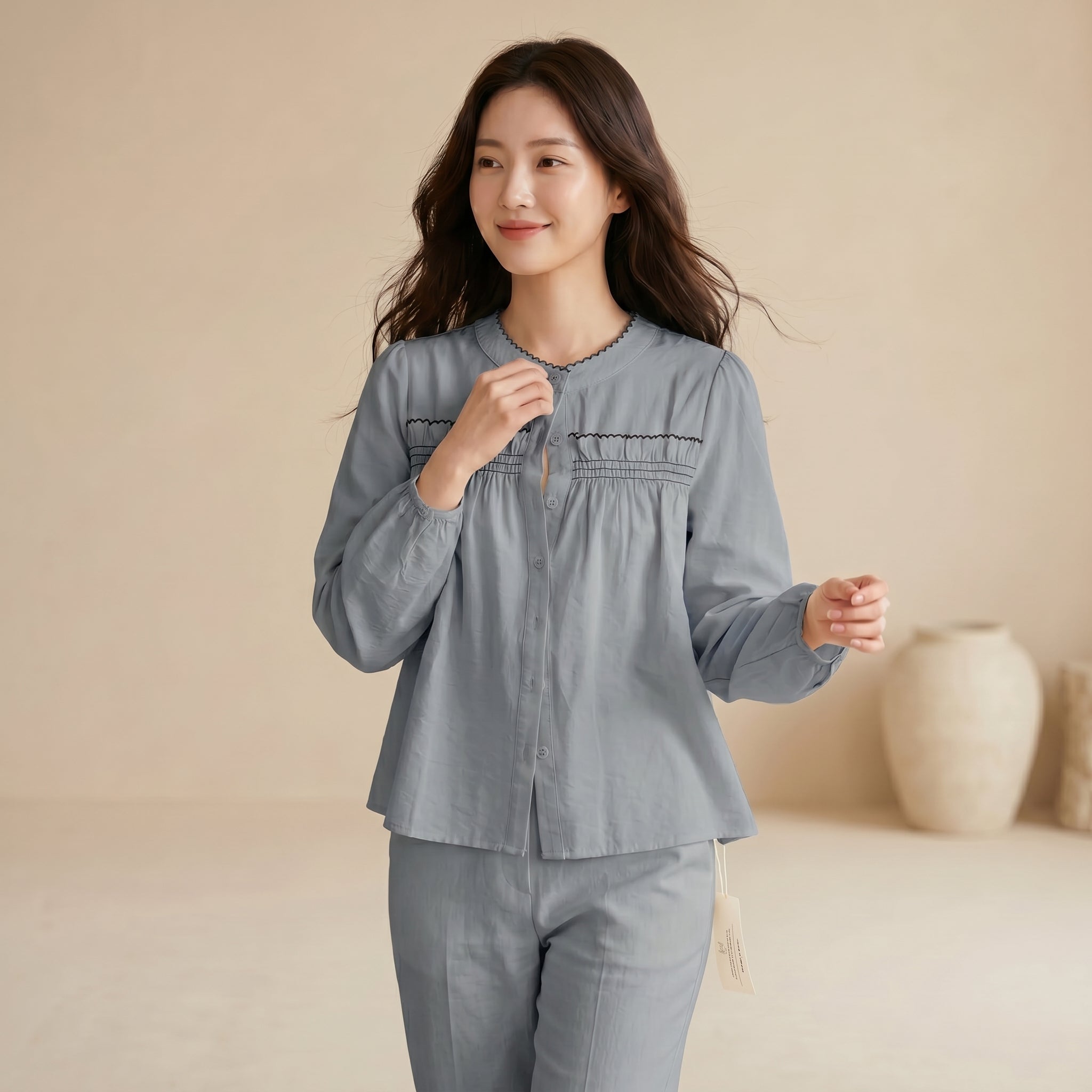 Áo Sơ Mi Tay Dài Cổ Bèo AS2507