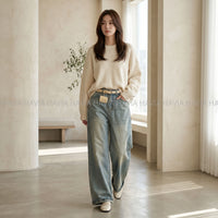 Quần Jean Suông Lai Săn + Bell QJ802