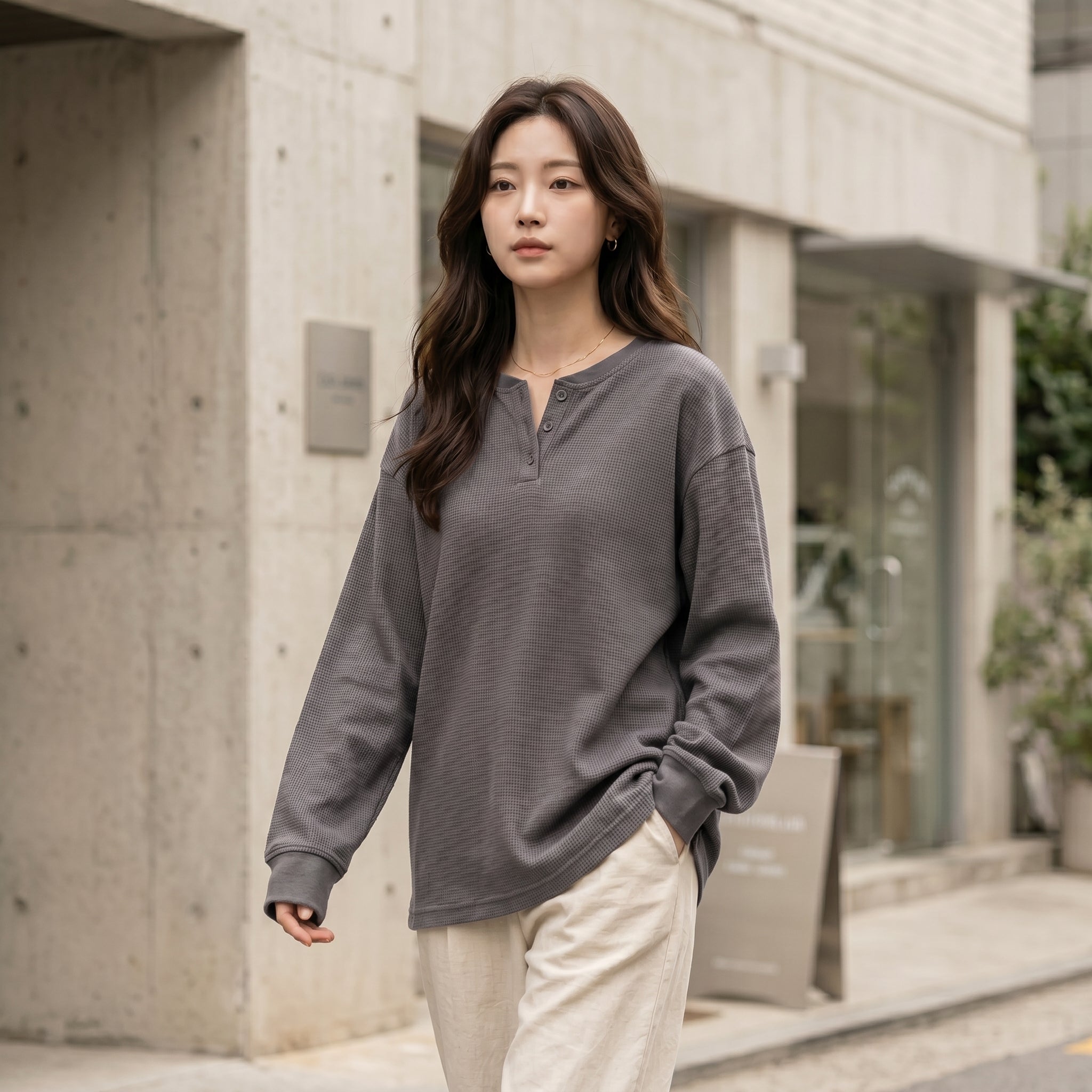 Áo Thun Trơn Tay Dài Oversize Unisex AT7613