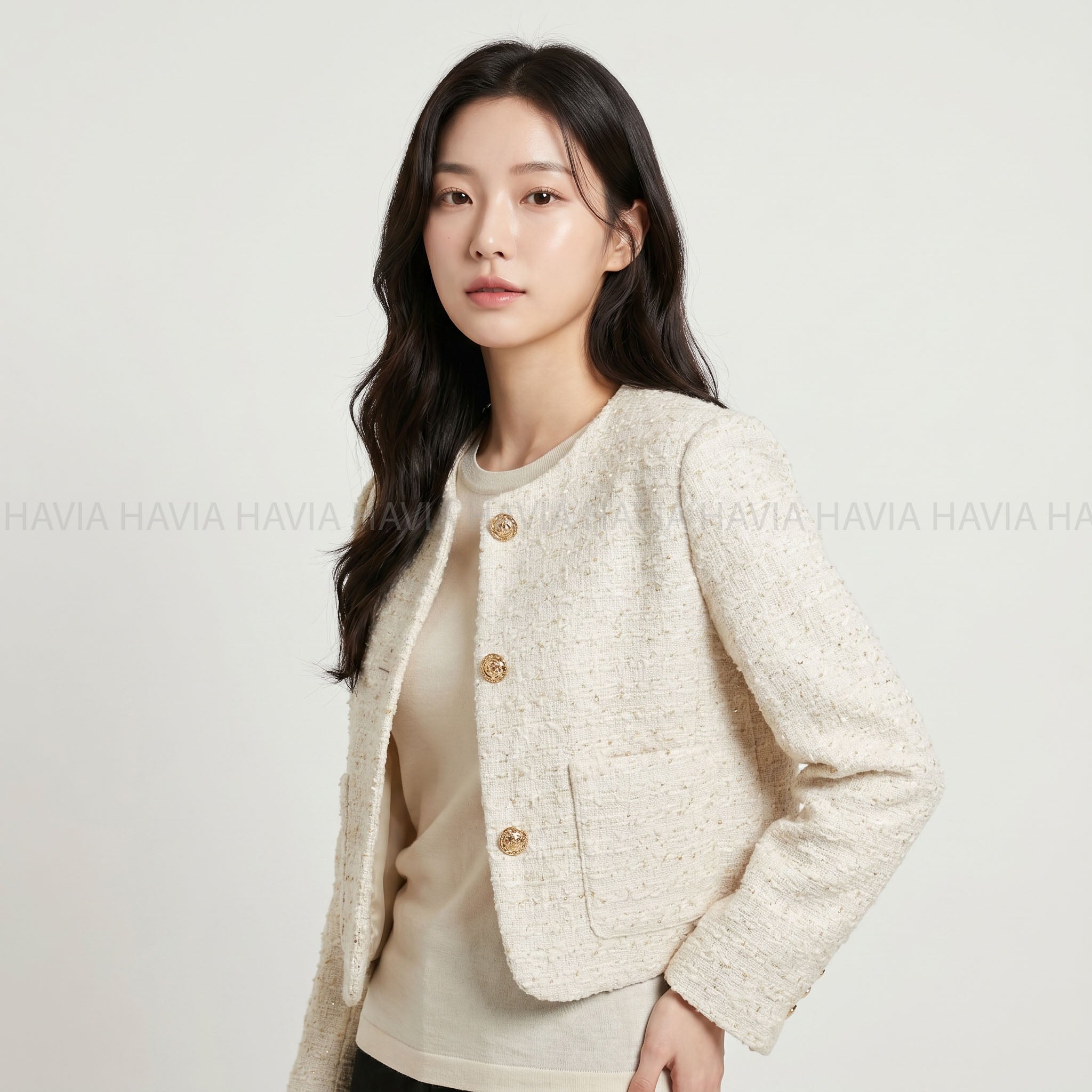 Áo Khoác Tweed Lót Trám AK870
